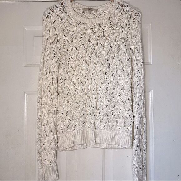 Ann Taylor Loft Cream Knitted Sweater Wool Rabbit Hair Blend - Picture 2 of 12